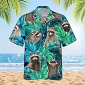 Men's Animal Shirt Summer Hawaiian Shirt Aloha Shirt Short Sleeve Shirt Cuban Collar Casual Outdoor Street Casual Daily Purple Green S M L4