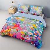 economico Set copripiumino-set copripiumino con motivo floreale dipinto a olio set consolatore morbido set di biancheria da letto in cotone di lusso in 3 pezzi decorazioni per la casa regalo di biancheria da letto crepuscolare