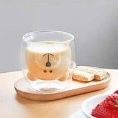 economico San Valentino per gli amanti-tazze creative tazza di vetro borosilicato a doppio strato di cartone animato tazza di anatra tazza di orso tazza di latte tazza di acqua per uso domestico giorno divertente san valentino