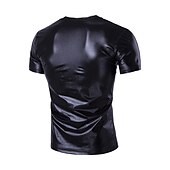 abordables Hauts-Rétro Vintage Années 1980 Couleur métalique brillante T-shirt Disco Couleur Unie Col rond Déguisement Homme Carnaval Performance Club Défilé de la Fierté Adulte T-shirt Été