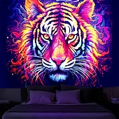 billige Blacklight -billedvev-blacklight billedvev uv reaktiv glød i mørket glød party neon tiger dyr psykedelisk trippy tåkete hengende billedvev veggkunst veggmaleri for stue soverom