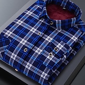 voordelige strijkvrije overhemden voor heren-Voor heren Overhemd Geruit overhemd Shirt met kraag Fleeceshirt Overhemd met knopen Ruitjes Bruiloft Buiten A B C D Lange mouw Strijkijzer Winter Kleding