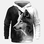 abordables Animaux 3D pour Garçon-Garçon 3D Loup Sweat à capuche Pullover manche longue 3D effet Printemps Automne Mode Vêtement de rue Frais Enfants 3-12 ans Capuche Extérieur Casual du quotidien Standard
