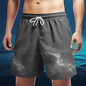お買い得  オーシャンプリント-男性用 勾配 海洋 スイムショーツ ボードショーツ スイミングトランクス ミディアムウエスト ハワイアン カジュアル 祝日 ビーチ ドローストリング メッシュ裏地付き 弾性ウエスト デザイナー 衣類