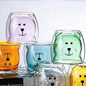economico San Valentino per gli amanti-tazze creative tazza di vetro borosilicato a doppio strato di cartone animato tazza di anatra tazza di orso tazza di latte tazza di acqua per uso domestico giorno divertente san valentino