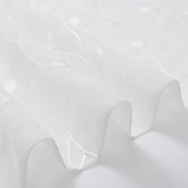 abordables Voilages-Rideau semi-transparent blanc brodé de feuilles, ensemble de rideaux à passe-tringle, panneau de fenêtre, drapé pour chambre de fille/chambre d&#039;enfant/crèche/salon 1 panneau