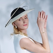 billiga Partyhatt-hattar fiber bowler / cloche hatt solhatt bröllop avslappnad elegant bröllop med fjäder huvudbonader huvudbonader