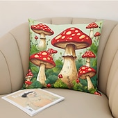cheap Floral &amp; Plants Style-1PC Mushroom Double Double Side Pillow Cover Soft Decorative Square Cushion Case Pillowcase for Bedroom Livingroom Sofa Couch Chair