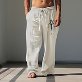 preiswerte Klassiker-Herren Grafik Stammes Hosen Hose Mittlere Taille Lässig Urlaub Alltagskleidung Ausgehen Frühling Herbst Schwarz Weiß Grün