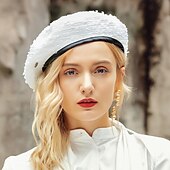 abordables Chapeaux de fête-Chapeaux béret en fibre de coton, chapeau souple pour mariage, décontracté, élégant, avec couleur pure, couvre-chef
