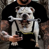 Men's Graphic Animal Dog T Shirt Short Sleeve T shirt 3D Print Crew Neck Shirt Daily Designer Retro Vintage Sports Outdoor Holiday Going out Black Khaki Spring & Summer Clothing Apparel S M L XL 2XL4