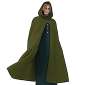 billige Kapper &amp; Kappene-Retro / vintage Kostymer i middelalderstil Renessanse Kappe hette kappe Sjale Viking Ranger Elven Helfarge Kostyme Herre Dame Keltisk Viking fantasi Halloween Karneval Karneval Ytelse Halloween Voksne