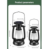 abordables Luces y linternas para acampar-Linterna de caballo retro, luz led de 3 colores, atenuación continua, colgante, luz solar recargable para acampar al aire libre