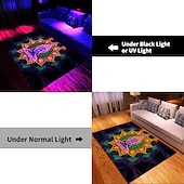 levne Černý koberec-blacklight koberec UV reaktivní záře ve tmě kobereček kuchyňská podložka protiskluzová olejivzdorná trippy buddha podlahová podložka do obývacího pokoje koberec vnitřní venkovní podložka ložnice