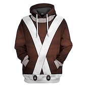 economico Grafica di personaggi di cartoni animati e film-Charlie e la fabbrica di cioccolato Willy Wonka Oompa Loompa Felpa con cappuccio Cartone animato Manga Stampa 3D Tasca frontale Grafica Per Da coppia Per uomo Per donna Per adulto Carnevale Mascherata