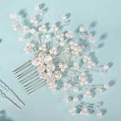 preiswerte Hochzeit Kopfschmuck-Haarkämme Kopfbedeckung Künstliche Perle Aleación Hochzeit Cocktail Elegant Luxus Mit Kunstperlen Pure Farbe Kopfschmuck Kopfbedeckung
