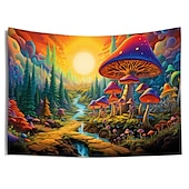 billiga Blacklight tapestries-blacklight gobeläng uv reaktiv glöd i mörkret glöd fest neon svamp väg landskap psykedelisk trippy dimmigt hängande gobeläng väggkonst väggmålning för att leva