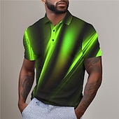 abordables Polo géométrique pour homme-Homme Graphique Polo Chemise de golf Manche Courte Polos Chemises à Col Occasionnel Vêtements de vacances Vêtements de rave Tenues de fête Boutons Impression 3D Printemps &amp; Été Jaune Rouge Bleu