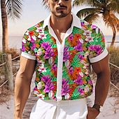 abordables Imprimé Floral-Homme Floral Fleurs tropicales Chemise Chemise hawaïenne Chemise Aloha Manche Courte Chemise Col rabattu Décontractées Extérieur Plein Air Casual Quotidien Rose Claire Marine foncé Bleu S M L