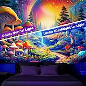 billiga Blacklight tapestries-blacklight gobeläng uv reaktiv glöd i mörkret glöd fest neon svamp väg landskap psykedelisk trippy dimmigt hängande gobeläng väggkonst väggmålning för att leva