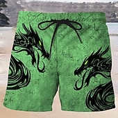 economico Animali &amp; Uccelli-Per uomo Drago Costumi da bagno Pantaloncini da mare Pantaloncini da Surf Misura del girovita medio Hawaiano Casual Ferie Spiaggia Coulisse con fodera in rete Elastico in vita progettista