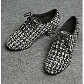 abordables Chaussures de danses latines-Chaussures de danse latine en tweed pour femmes – Chaussures à talons à lacets avec semelle en daim pour danseuses professionnelles