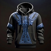cheap Men&#039;s 3D Hoodies-Men&#039;s Graphic Viking Hoodie Hoodies Sweatshirt Hoodie Long Sleeve Hooded Sweatshirt Hooded Fashion 3D Print Sports Outdoor Holiday Vacation Blue Green Print Front Pocket Spring &amp;  Fall Designer