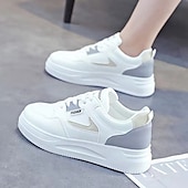 economico Sneakers da donna-Per donna Scarpe da ginnastica Scarpe bianche Scarpe da papà Esterno Giornaliero Estate Lacci Plateau Punta tonda Per sport Informale Footing Similpelle Con lacci intrecciali Bianco/blu Grigio