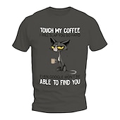 お買い得  メンズグラフィックTシャツ-男性用面白いグランピーキャットコーヒーTシャツ - 私のコーヒーに触れないで！ユーモアグラフィックTシャツ
