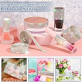 cheap Wearable Accessories-Bling Crystal Drill Rhinestone Shiny Colorful Artificial DiamondCar Sticker Handmade Diy Making Car Decoration 1yard 91cm