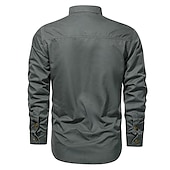 economico Camicie da lavoro da uomo-Per uomo Camicia Camicie da lavoro Camicia da lavoro Camicia con Bottoni Camicia cargo Nero Verde militare Cachi Beige Manica Lunga Semplice Tinta unita Colletto Quotidiano Abbigliamento 100% Cotone