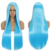 levne Párty paruky-Syntetická paruka Rovná střední část Strojně vyrobená paruka Dlouhá A1 A2 A3 A4 A5 Syntetické vlasy Ženské Cosplay Měkká párty blond růžová červená Halloween paruky
