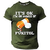 cheap Men&#039;s Funny T shirts-Men&#039;s Sarcasm Graphic Pill Pattern T shirt Short Sleeve T shirt 3D Print Crew Neck Shirt Daily Designer Retro Vintage Sports Outdoor Holiday Going out Black Army Green Dark Blue Spring &amp; Summer