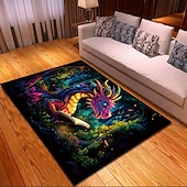 preiswerte Blacklight Teppiche-Schwarzlicht-Teppich, UV-reaktiver, im Dunkeln leuchtender Teppich, Küchenmatte, rutschfeste, ölbeständige Trippy Dragon-Bodenmatte, Wohnzimmerteppich, Innen- und Außenmatte, Schlafzimmerdekoration,