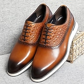 economico Scarpe Eleganti Classiche-Per uomo Abito da ginnastica Di pelle Pelle bovina pieno fiore italiana Antiscivolo Con lacci intrecciali Nero Marrone