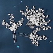 preiswerte Hochzeit Kopfschmuck-Haarkämme Kopfbedeckung Künstliche Perle Aleación Hochzeit Cocktail Elegant Luxus Mit Kunstperlen Pure Farbe Kopfschmuck Kopfbedeckung