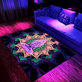 levne Černý koberec-blacklight koberec UV reaktivní záře ve tmě kobereček kuchyňská podložka protiskluzová olejivzdorná trippy buddha podlahová podložka do obývacího pokoje koberec vnitřní venkovní podložka ložnice
