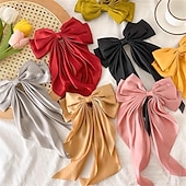 cheap Hair Styling Accessories-Bow Hair Clips for Women, Soft Long Tail Large Bow Hair Slides, Metal Spring Clip Vintage Silk Headbands, Elegant Hair Accessories, Gifts for Women Girl