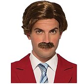 levne Historické paruky-Paruka Anchorman Ron Burgundy a knír Halloween paruky Halloween paruky