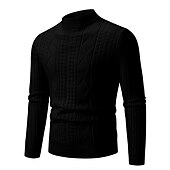 cheap Men&#039;s Pullover Sweater-Men&#039;s Pullover Sweater Jumper Knit Sweater Ribbed Cable Knit Regular Knitted Plain Crew Neck Keep Warm Modern Contemporary Daily Wear Going out Clothing Apparel Fall Winter Black Red S M L