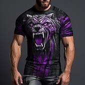  Herren Grafik Tiermotiv T Shirt Kurzarm T-Shirt 3D-Druck Rundhalsausschnitt Hemd Täglich Designer Retro Vintage Sport im Freien Ferien Ausgehen Rote Blau Purpur Frühling & Sommer Bekleidung S M L XL
