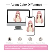 baratos Perucas Sintéticas sem Touca-peruca longa reta rosa com franja para mulheres peruca de 22 polegadas para ryomen sukuna cosplay com tatuagens no rosto peruca de fibra sintética resistente ao calor com touca de peruca hd semelhante