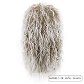 voordelige Historische pruiken-Mannen en Vrouwen Lange Krullende Bruine Gradiënt Witte Pruik 70s 80s Rocker Mullet Feest Grappige Pruik Kostuum Pruik Halloween Pruiken