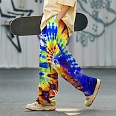 abordables Pantalons décontractés imprimés pour hommes-Tie Dye Abstrait Homme Impression 3D Pantalon Extérieur Usage quotidien Vêtement de rue Polyester Jaune Rouge Bleu S M L Taille médiale Élasticité Pantalon