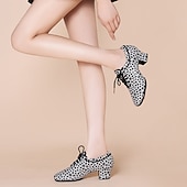 abordables Chaussures de danses latines-Femme Chaussures Latines Entraîner des chaussures de danse Utilisation Entraînement Talon Talon Cubain Bout rond Lacet Adulte Noir Marron