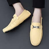 billige Slip-ons og loafers til herrer-lyseblå kjøreloafers for menn - uformelle slip-on mokkasiner med metallspennedetaljer, komfortable sko for kjøring og hverdagsbruk