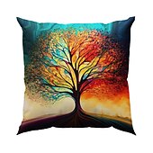 cheap Floral &amp; Plants Style-1PC Colorful Tree Double Side Pillow Cover Soft Decorative Square Cushion Case Pillowcase for Bedroom Livingroom Sofa Couch Chair