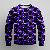 billiga Pojkens 3D Vision &amp; Geometri-Pojkar 3D Geometrisk Tröja Pullover Långärmad 3D-tryck Vår Höst Mode Streetwear Häftig Barn 3-12 år Rund hals Utomhus Ledigt Dagligen Normal