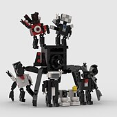 cheap Building Toys-Toilet Man and Surveillance Man Toy Titan Sound TV Man Skibidi Toilet Building Block Q Cute Team