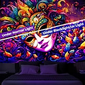 Χαμηλού Κόστους Μαύρισμα ταπετσαρία-blacklight ταπετσαρία uv αντιδραστική λάμψη στο σκοτεινό τριππί γυναίκα ομιχλώδης λάμψη πάρτι καρναβαλιού κρεμαστή ταπισερί τοίχου τοιχογραφία για κρεβατοκάμαρα σαλονιού